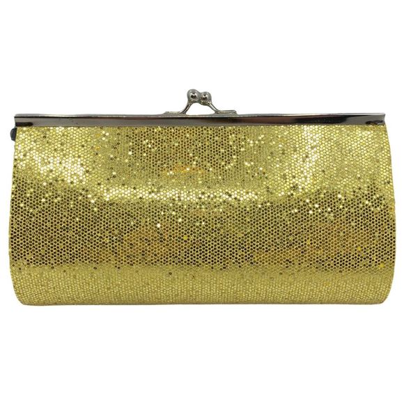 Metallic Gold Glitter Clutch - 7” x 3.5” x 1” - Picture 2 of 3
